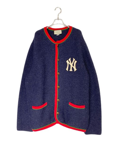 GUCCI（グッチ）GUCCI (グッチ) NEW YORK YANKEES (ニューヨークヤンキース) NYワッペン アルパカ ニットカラー ネイビー サイズ:XXXLの古着・服飾アイテム