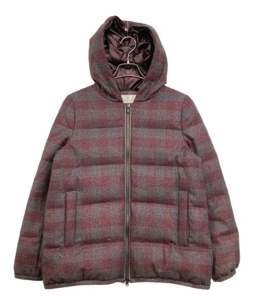 BRUNELLO CUCINELLI（ブルネロクチネリ）BRUNELLO CUCINELLI (ブルネロクチネリ) チェックダウンジャケット パープル サイズ:40の古着・服飾アイテム