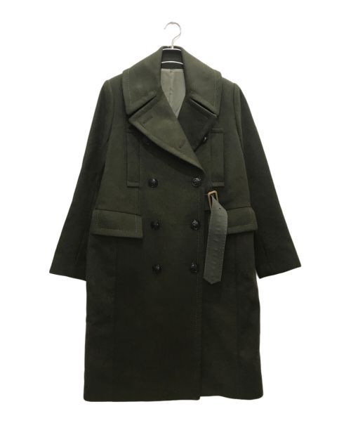 sacai（サカイ）sacai (サカイ) ベルトメルトンコート オリーブ サイズ:2の古着・服飾アイテム