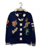 POLO RALPH LAURENポロ・ラルフローレン）の古着「フルデコショールカラーカーディガン」｜ネイビー