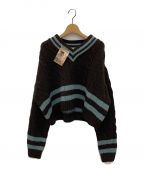 oldderby Knitwearオールドダービーニットウェア）の古着「Vネックセーター」｜ブラウン