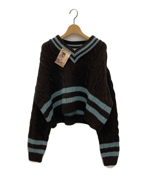 oldderby Knitwear（オールドダービーニットウェア）oldderby Knitwear (オールドダービーニットウェア) Vネックセーター ブラウン サイズ:XLの古着・服飾アイテム