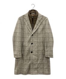 BOSS（ボス）の古着「Hyde Wool Checked Stand Up Collar Coat（スタンドカラー コート）」｜グレー