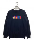 uniform experimentユニフォームエクスペリメント）の古着「COLORCHART BOX CREW NECK KNIT」｜ネイビー