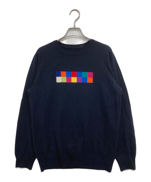 uniform experiment（ユニフォームエクスペリメント）uniform experiment (ユニフォームエクスペリメント) COLORCHART BOX CREW NECK KNIT ネイビー サイズ:Lの古着・服飾アイテム