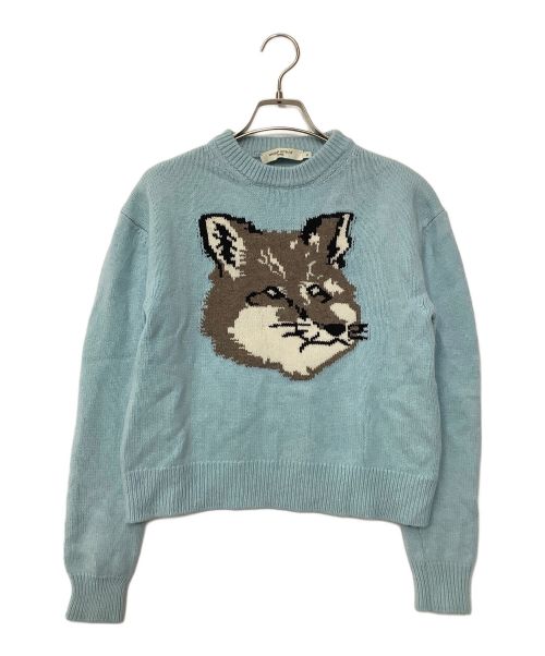 maison kitsune（メゾンキツネ）MAISON KITSUNE (メゾンキツネ) BIG FOX HEAD PULLOVER ブルー サイズ:XSの古着・服飾アイテム