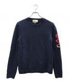 GUCCIグッチ）の古着「SNAKE EMBROIDERY WOOL SWEATER」｜ネイビー