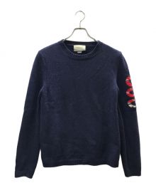 GUCCI（グッチ）の古着「SNAKE EMBROIDERY WOOL SWEATER」｜ネイビー