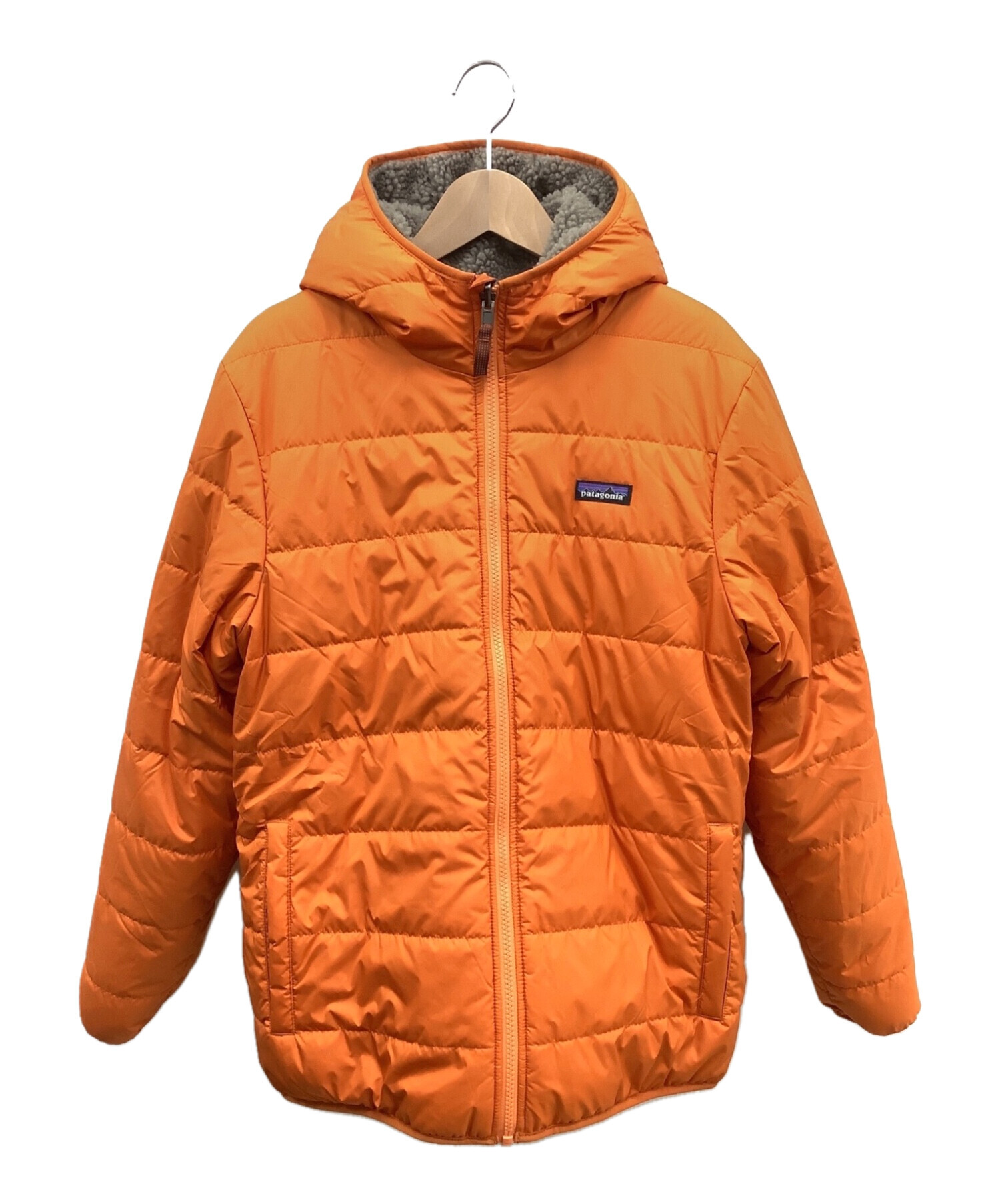 Patagonia (パタゴニア) ボーイズ・リバーシブル・レディ・フレディ・フーディ オレンジ×モカ サイズ:XXL