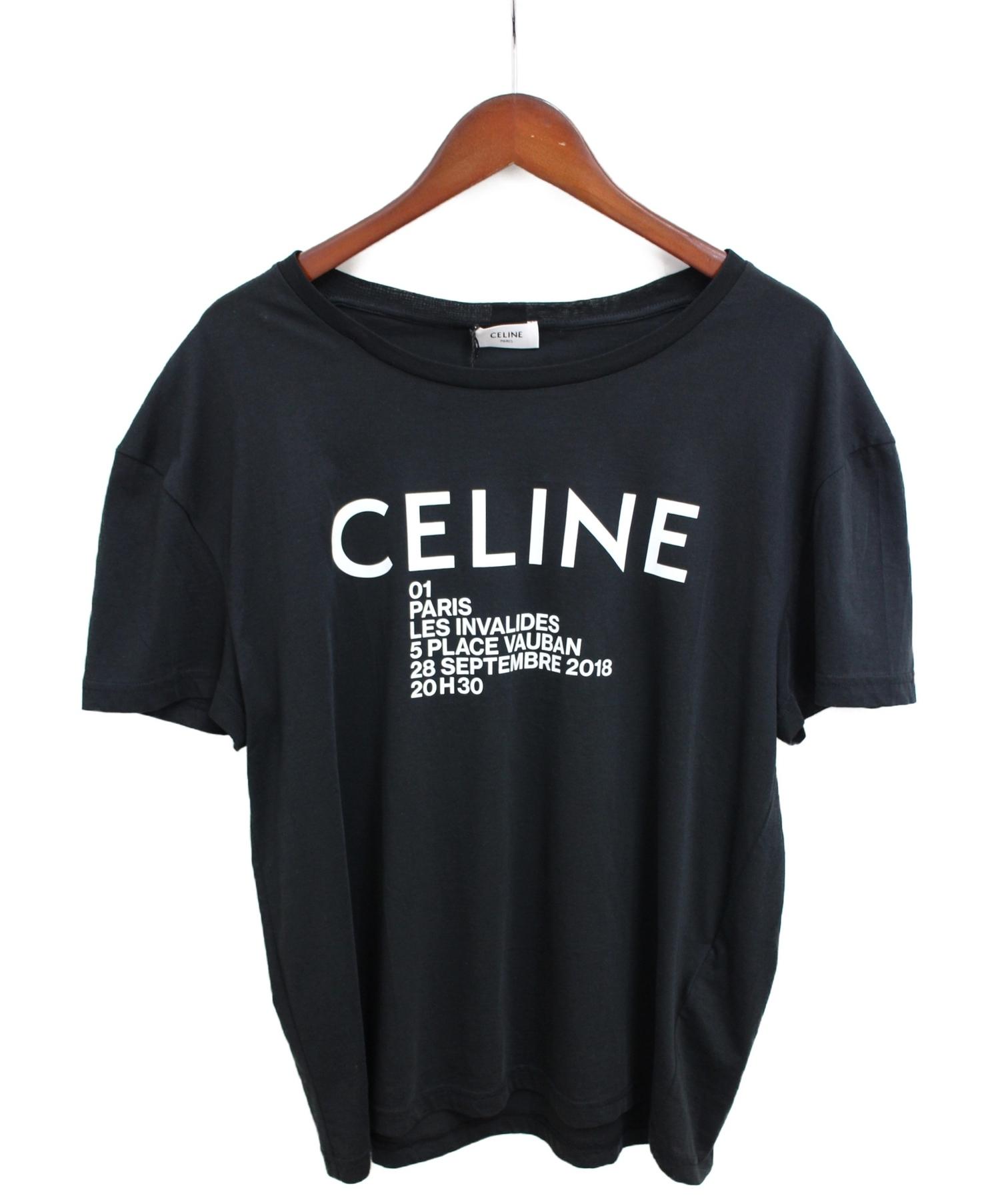 16800円取引保証 格安価格 CELINE セリーヌ ロゴTシャツ 黒S トップス