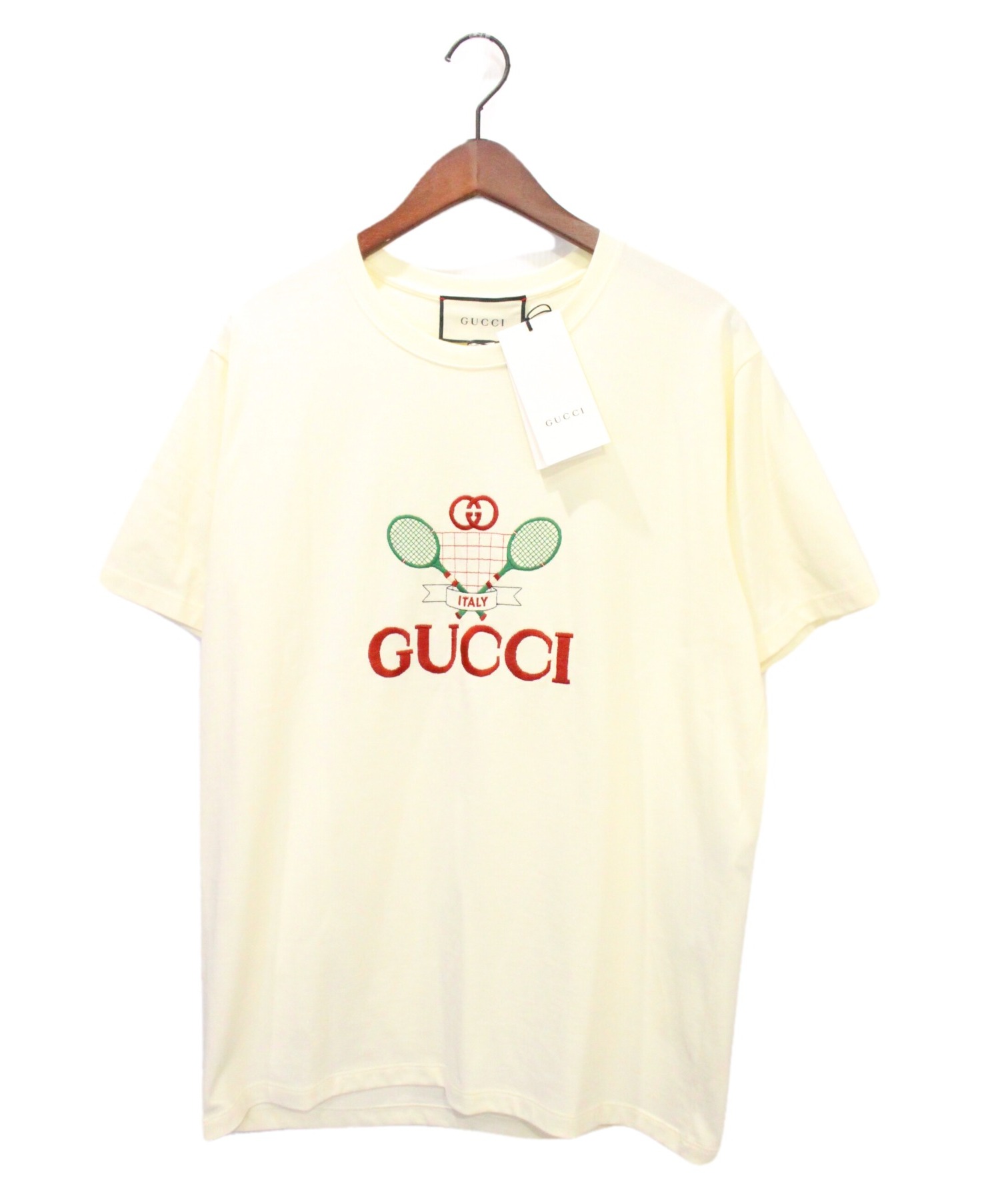 グッチ GUCCI メンズ レディース Tシャツ テニス アイボリー-