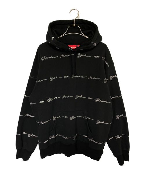 SUPREME（シュプリーム）SUPREME (シュプリーム) Script Stripe Hooded Sweatshirt ブラック サイズ:SIZE Mの古着・服飾アイテム