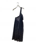 Y'sワイズ）の古着「22SS PATCHED TORCHON LACE SINGLE STRAP DRESS（パッチドトーションレースシングルストラップドレス）」｜ブラック