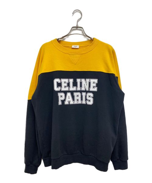 CELINE（セリーヌ）CELINE (セリーヌ) 23SS ロゴコットンクルーネックスウェット ブラック×イエロー サイズ:Lの古着・服飾アイテム