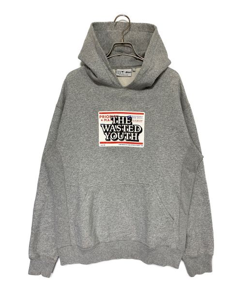 BlackEyePatch（ブラックアイパッチ）BlackEyePatch (ブラックアイパッチ) WASTED YOUTH (ウエステッド ユース) PRIORITY LABEL HOODIE グレー サイズ:Lの古着・服飾アイテム