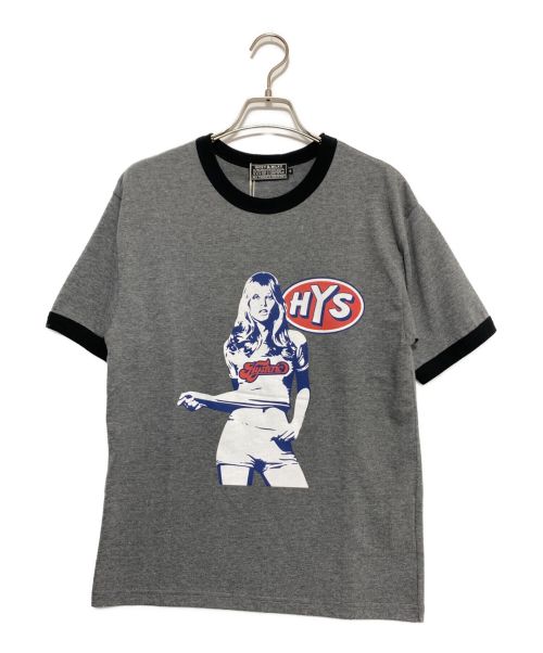 Hysteric Glamour（ヒステリックグラマー）Hysteric Glamour (ヒステリックグラマー) HYS GIRL リンガーTシャツ グレー サイズ:SIZE S 未使用品の古着・服飾アイテム