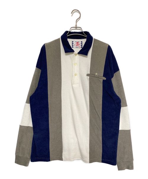 son of the cheese（（サノバチーズ））son of the cheese (サノバチーズ) PILE STRIPE SHIRT ホワイト×ネイビー サイズ:Lの古着・服飾アイテム