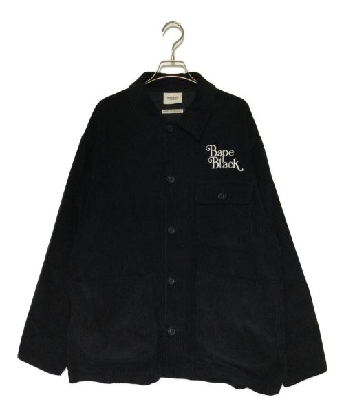 BAPE BLACK（ベイプ ブラック）BAPE BLACK (ベイプ ブラック) LOGO CORDUROY WORK JACKET ブラック サイズ:Lの古着・服飾アイテム