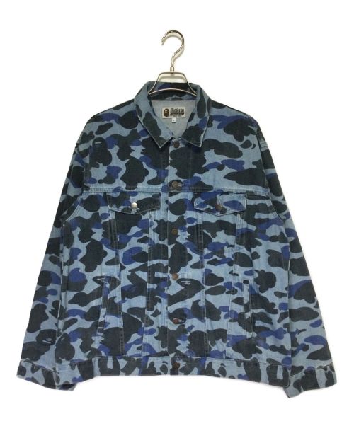 A BATHING APE（アベイシングエイプ）A BATHING APE (アベイシングエイプ) COLOR CAMO DENIM JACKET ブルー×ブラック サイズ:Lの古着・服飾アイテム