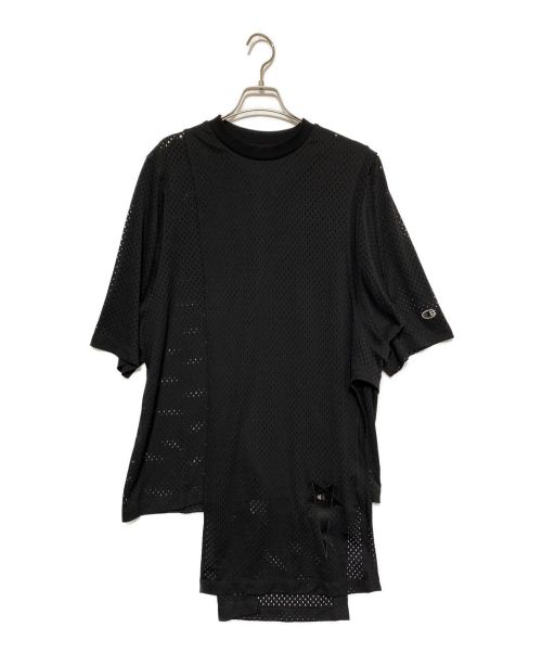 RICK OWENS（リックオウエンス）RICK OWENS (リック オウエンス) Champion (チャンピオン) Mesh Toga Tee ブラック サイズ:Lの古着・服飾アイテム