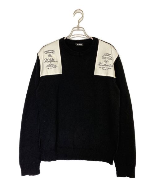 RAF SIMONS（ラフシモンズ）RAF SIMONS (ラフシモンズ) Shoulder Patch Knit ブラック サイズ:Mの古着・服飾アイテム