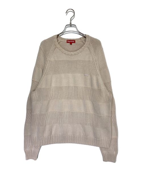 SUPREME（シュプリーム）SUPREME (シュプリーム) Small Box Stripe Sweater ベージュ サイズ:Lの古着・服飾アイテム