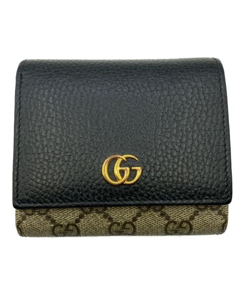 GUCCI（グッチ）GUCCI (グッチ) 〔GGマーモント〕ミディアム ウォレット ベージュ×ブラック サイズ:-の古着・服飾アイテム