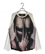 SUPREME×H.R.Gigerシュプリーム×ハンス・リューディ・ギーガー）の古着「H.R.Giger Raglan L/S Top」｜ブラック×ホワイト