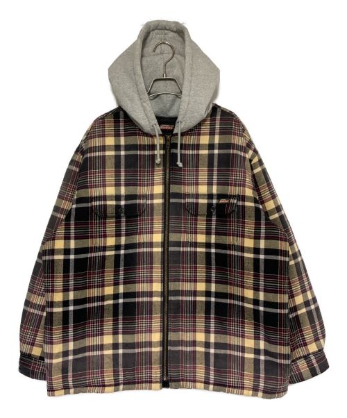 SUPREME（シュプリーム）SUPREME (シュプリーム) Dickies (ディッキーズ) Plaid Hooded Zip Up Shirt グレー×ブラウン サイズ:Lの古着・服飾アイテム