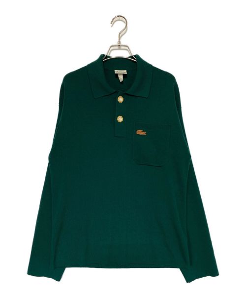 LACOSTE（ラコステ）LACOSTE (ラコステ) le FLEUR (ル フルール) メリノウールニット長袖ポロシャツ グリーン サイズ:Mの古着・服飾アイテム