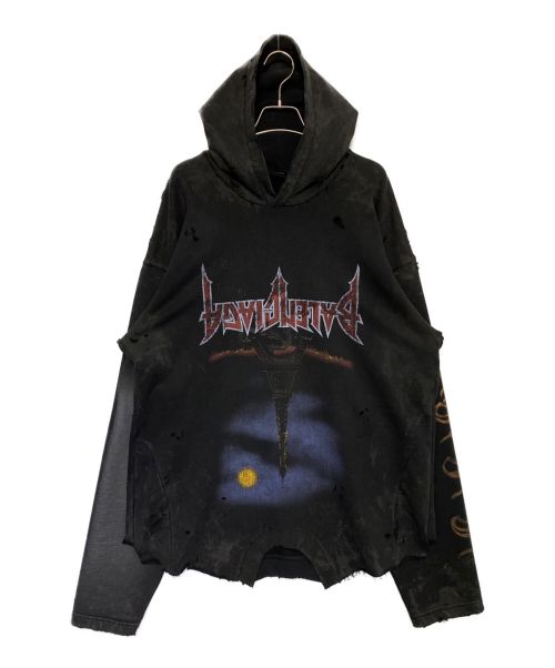 BALENCIAGA（バレンシアガ）BALENCIAGA (バレンシアガ) Paris Moon UpsideDown Hoodie  再構築パーカー ブラック サイズ:2の古着・服飾アイテム