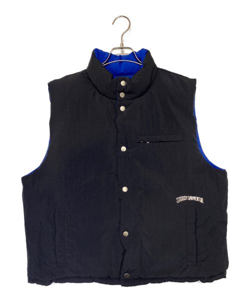 stussy（ステューシー）stussy (ステューシー) Reversed Down Workgear Vest ブルー×ブラック サイズ:SIZE Mの古着・服飾アイテム