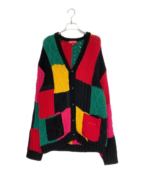 SUPREME（シュプリーム）SUPREME (シュプリーム) Patchwork Cable Knit Cardigan マルチカラー サイズ:Mの古着・服飾アイテム