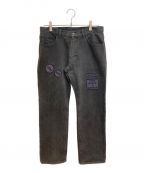 NUMBER (N)INEナンバーナイン）の古着「Boot Cut Patchwork Denim(ブーツカットパッチワークデニム)」｜ブラック