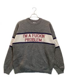 son of the cheese（（サノバチーズ））の古着「“I'M FUCKING PROBLEM” Crew Knit クルーネックニット」｜グレー