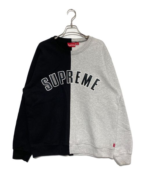 SUPREME（シュプリーム）SUPREME (シュプリーム) Split Crewneck Sweatshirt グレー×ブラック サイズ:Lの古着・服飾アイテム