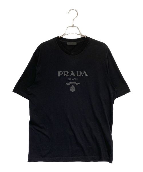 PRADA（プラダ）PRADA (プラダ) Raised Logo Round neck Tee ブラック サイズ:Mの古着・服飾アイテム