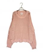 KAMIYAカミヤ）の古着「BORO Knit Sweater」｜ピンク