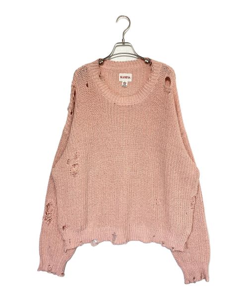 KAMIYA（カミヤ）KAMIYA (カミヤ) BORO Knit Sweater ピンク サイズ:Mの古着・服飾アイテム