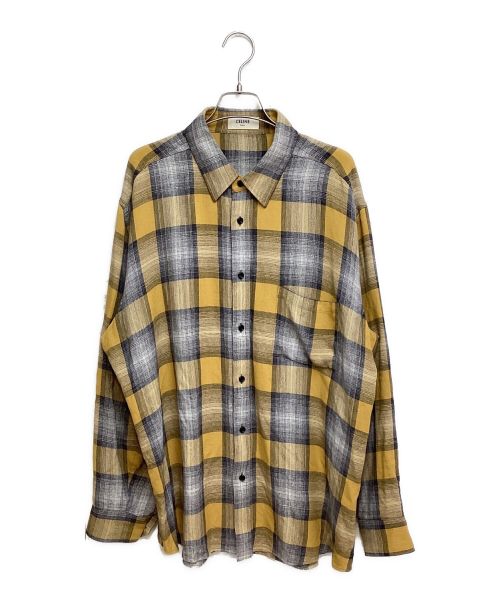 CELINE（セリーヌ）CELINE (セリーヌ) Loose Shirt Check Rayon（ルーズシャツチェックレーヨン） マスタード サイズ:39の古着・服飾アイテム