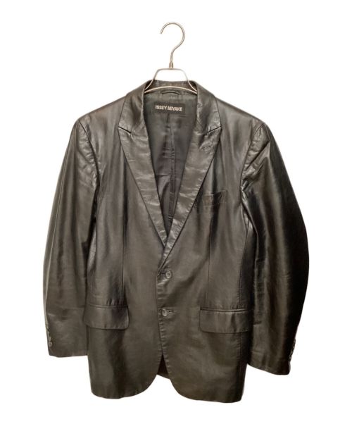ISSEY MIYAKE（イッセイミヤケ）ISSEY MIYAKE (イッセイミヤケ) レザーテーラードジャケット ブラック サイズ:2の古着・服飾アイテム