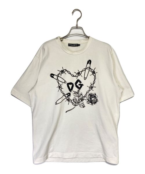 DOLCE & GABBANA（ドルチェ＆ガッバーナ）DOLCE & GABBANA (ドルチェ＆ガッバーナ) Heart Chain Relaxed Fit T-Shirt ホワイト サイズ:50の古着・服飾アイテム