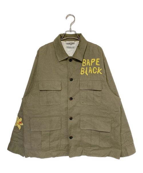 BAPE BLACK（ベイプ ブラック）BAPE BLACK (ベイプ ブラック) EMBROIDERY HUNTER JACKET オリーブ サイズ:Sの古着・服飾アイテム