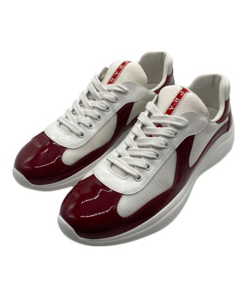 PRADA SPORTS（プラダスポーツ）PRADA SPORTS (プラダスポーツ) パテントレザー テクニカルファブリック スニーカー レッド×ホワイト サイズ:9の古着・服飾アイテム