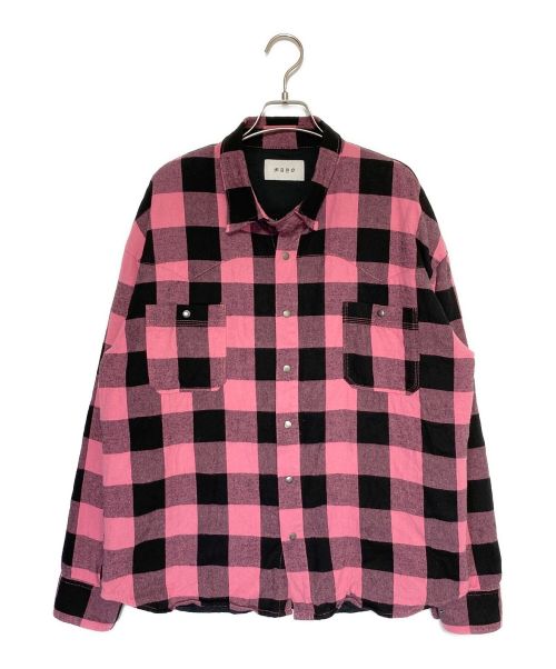 MAYO（メイヨー）MAYO (メイヨー) BONES Embroidery Check Shirt ピンク サイズ:Mの古着・服飾アイテム