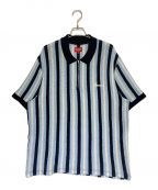 SUPREMEシュプリーム）の古着「Open Knit Stripe Zip Polo」｜スカイブルー