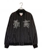 SUPREMEシュプリーム）の古着「Pinstripe Varsity Jacket」｜ブラック