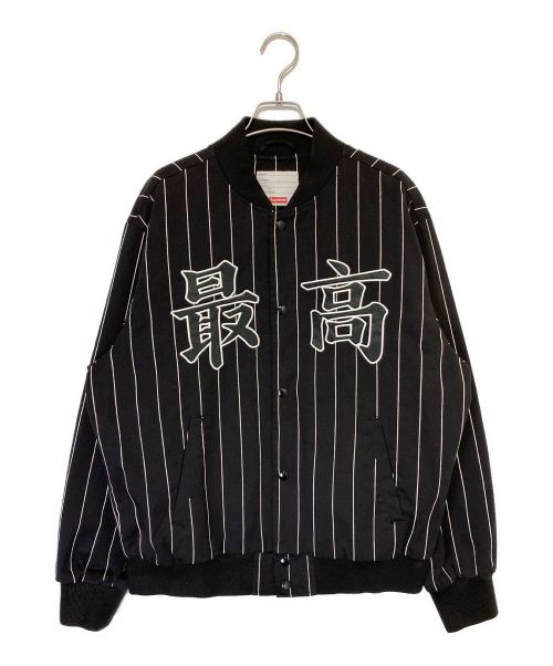 SUPREME（シュプリーム）SUPREME (シュプリーム) Pinstripe Varsity Jacket ブラック サイズ:Mの古着・服飾アイテム