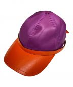 GUCCIグッチ）の古着「Leather Baseball Hat」｜パープル×オレンジ