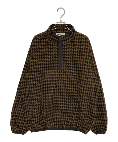 everyone（エブリワン）everyone (エブリワン) houndstooth snap pullover fleece ブラウン サイズ:Lの古着・服飾アイテム